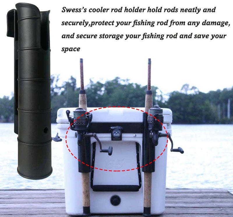 Swess Cooler Fishing Rod Holder Attachment for Coolers with Tie-Down Slot for Attach to Your Cooler to Hold Your Fishing Rod Black (2 Pack) - Image 4